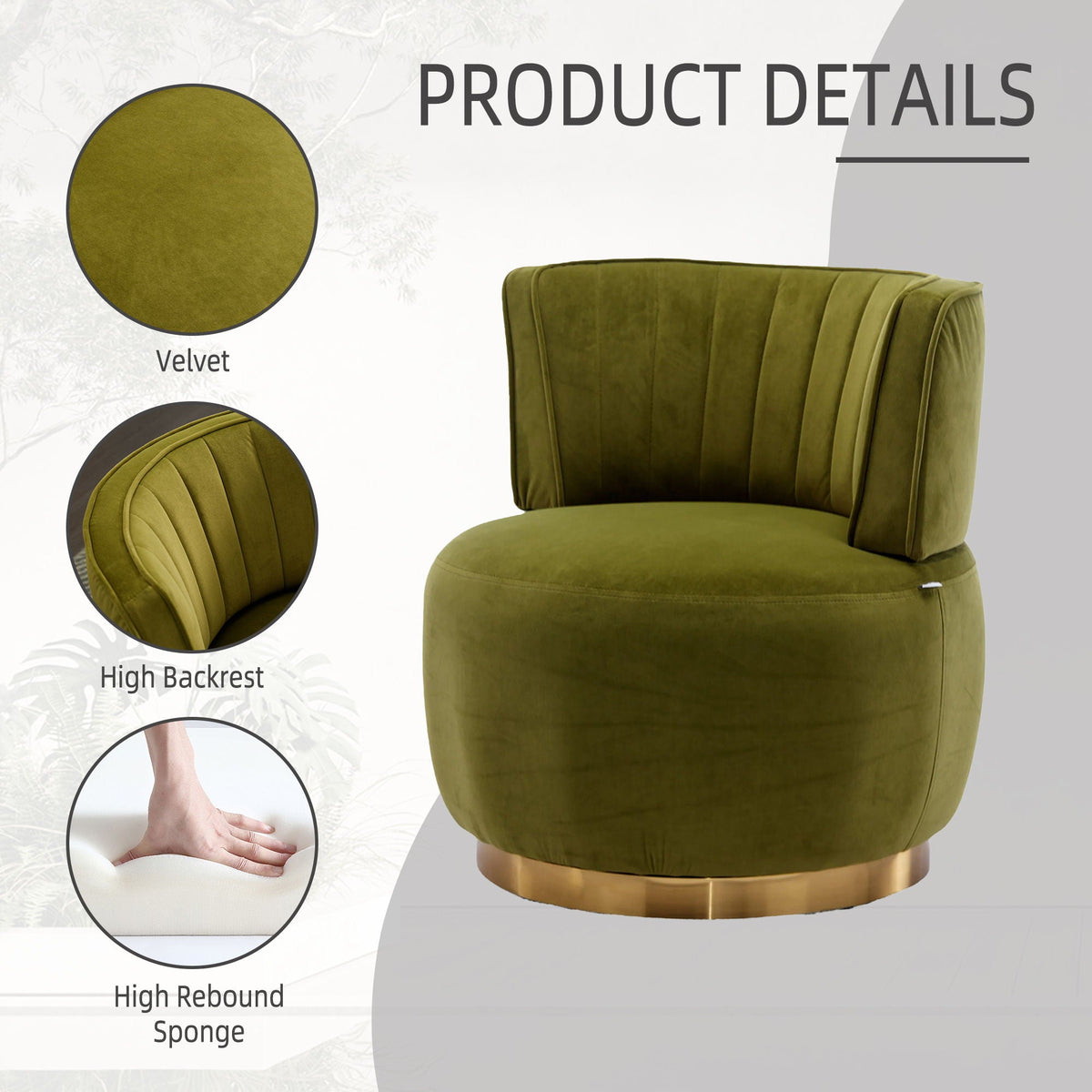 360 Degree Swivel Cuddle Barrel Accent Sofa Chair