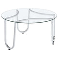 Beller Round Tempered Glass Top Cocktail Coffee Table Chrome