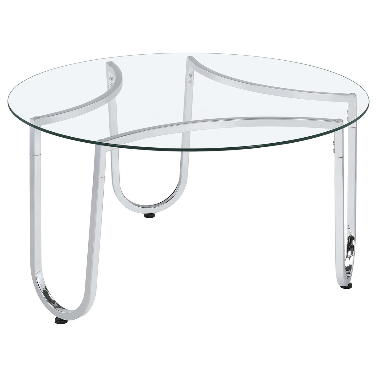 Beller Round Tempered Glass Top Cocktail Coffee Table Chrome