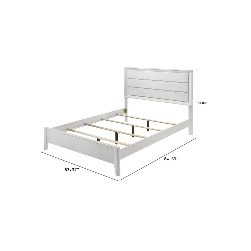 3 Piece Contemporary Bed Set With Wave Texture Panels And Angled Legs