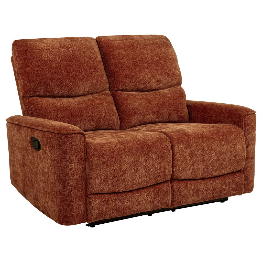 Navarro Chenille Upholstered Reclining Loveseat Burnt Orange