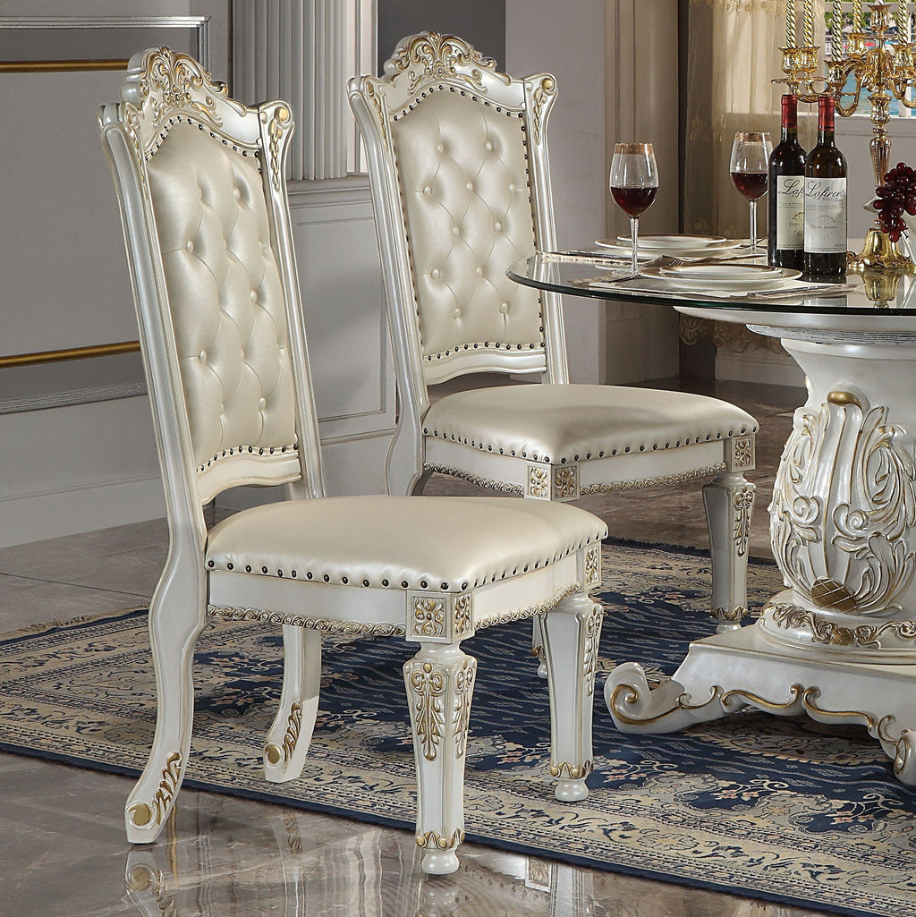 Vendome - Synthetic Leather Side Chair (Set of 2) - Antique Pearl