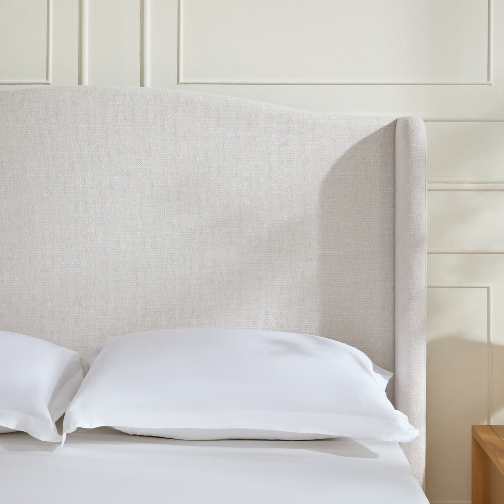 Minimalist Designs Upholstered Wingback Bed With Tall Headboard