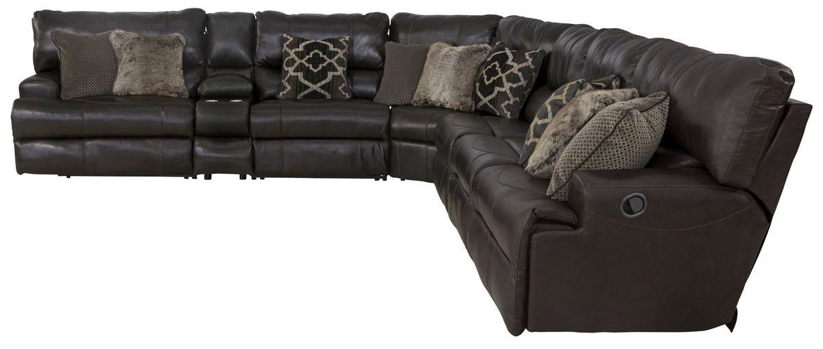 Como - 7 Piece Italian Leather Match Reclining Sectional