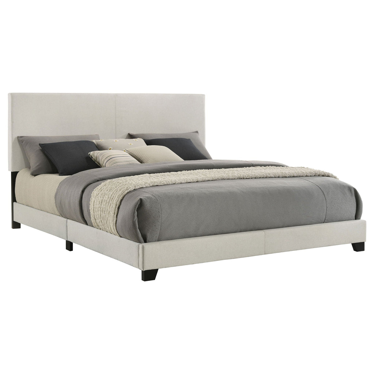 Dorian Fabric Upholstered Eastern King Panel Bed Cream