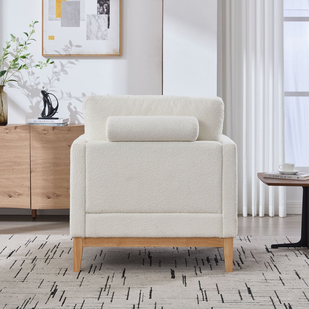 Wide Modern Performance Accent Chair With Natural Legs