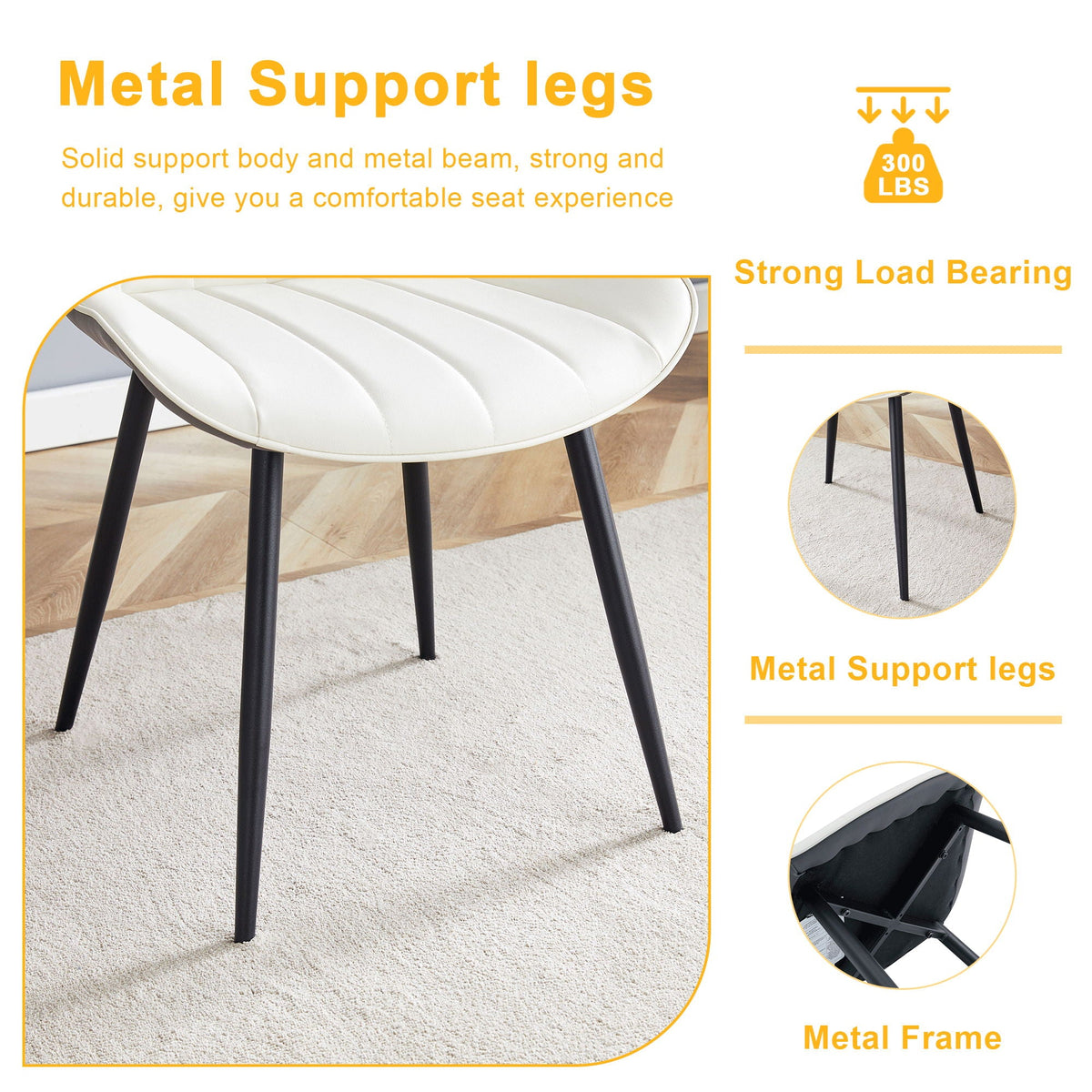 Modern Minimalist Dining Chair Set, Extended Seat Cushion