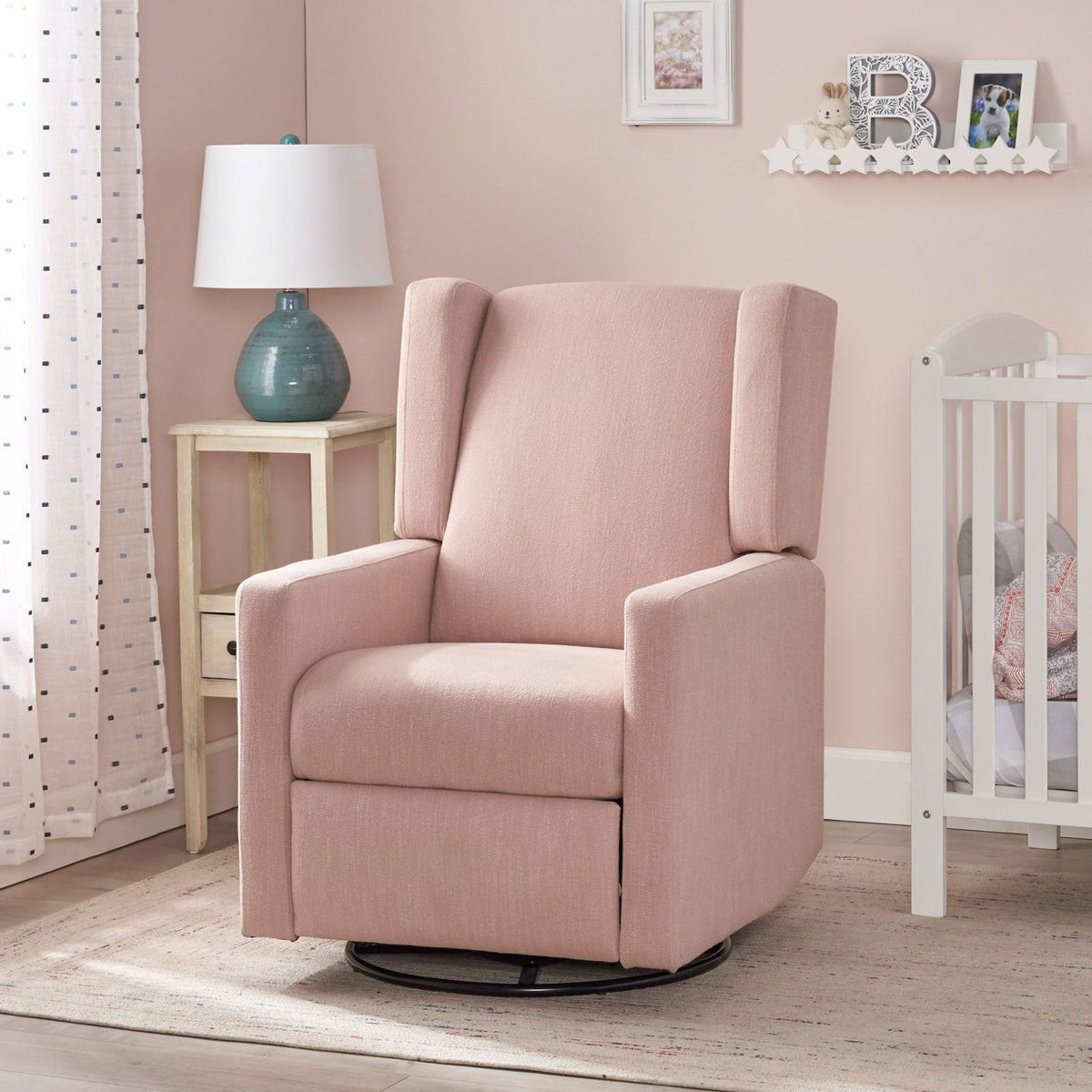 Landau Contemporary Fabric Upholstered Swivel Recliner
