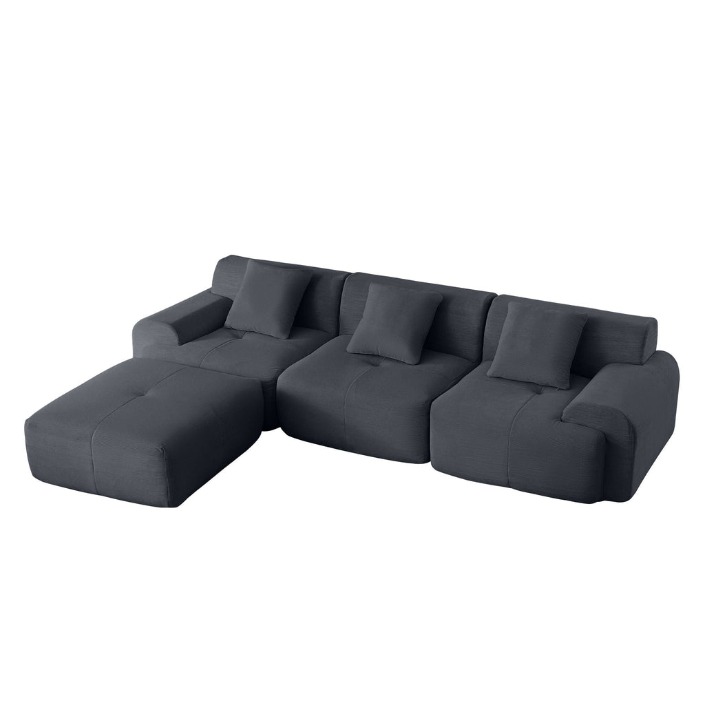 L Shaped Modular Sectional Sofa And Movable Ottoman