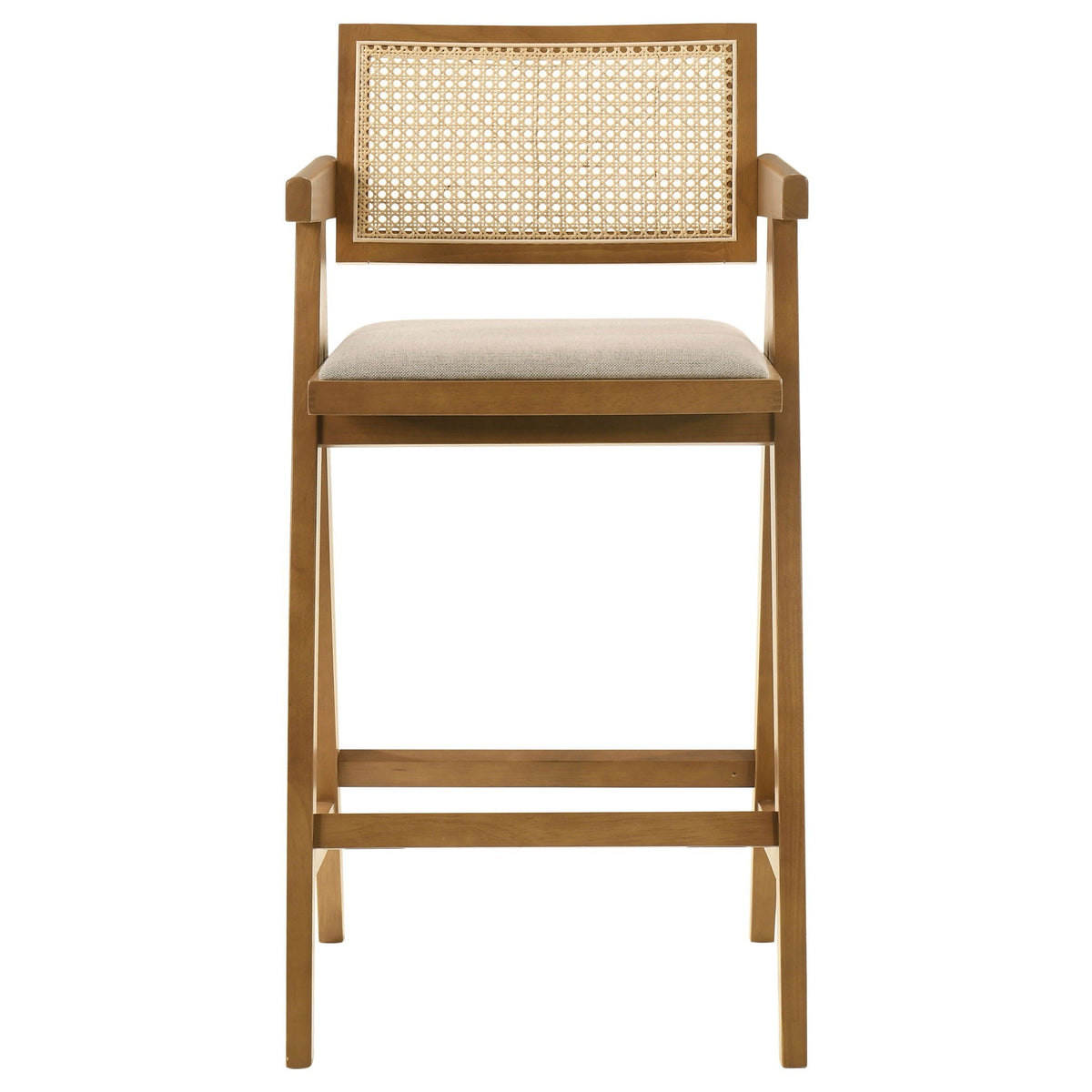 Kane Woven Rattan Wood Bar Chair Light Walnut (Set of 2)