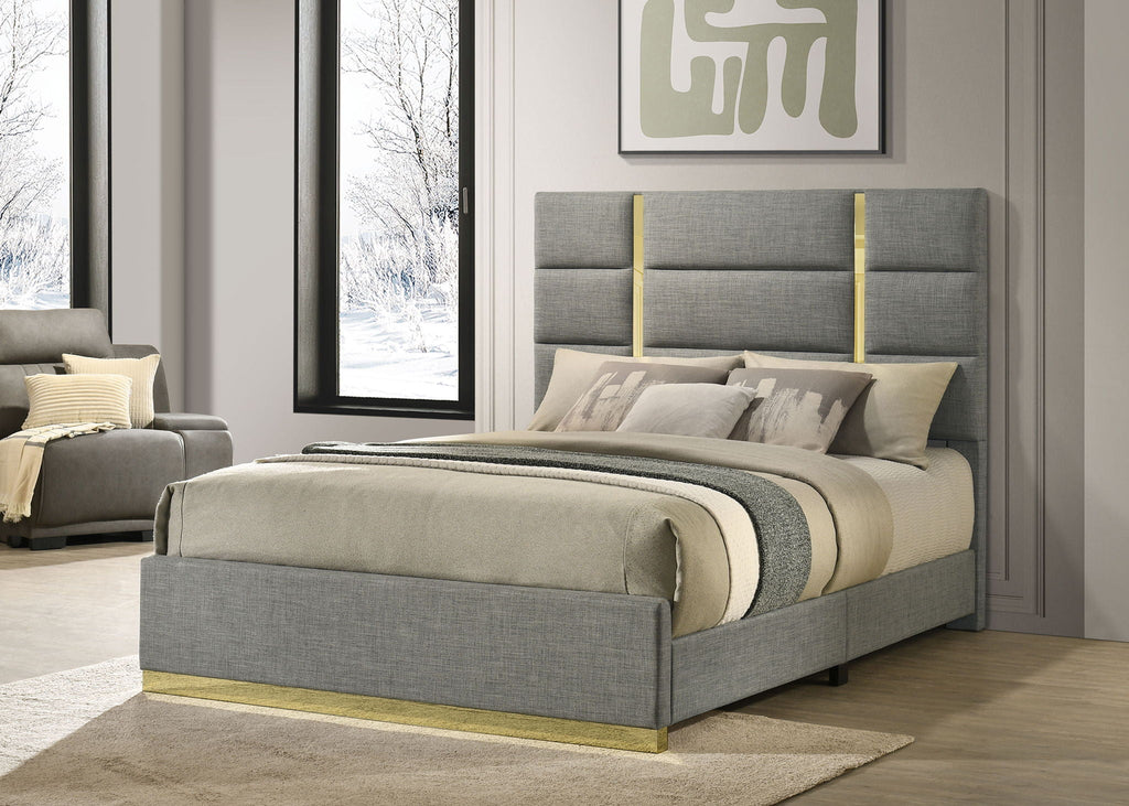 Ines 56-inch Fabric Upholstered Queen Panel Bed Grey