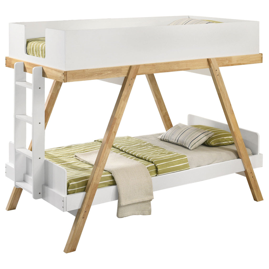 Frankie Twin Over Twin Bunk Bed with 7-inch Mattresses White