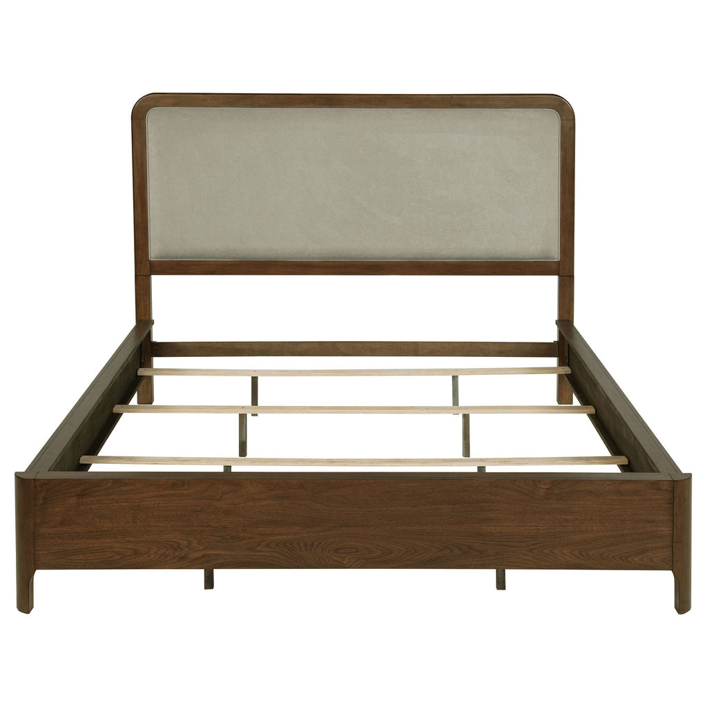 Maderia 57-inch Upholstered California King Panel Bed Walnut