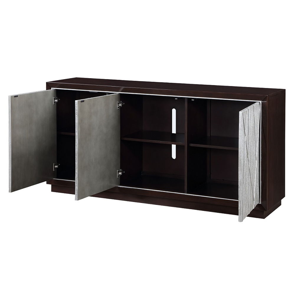 Geranio - Console Cabinet - Metallic Silver & Walnut