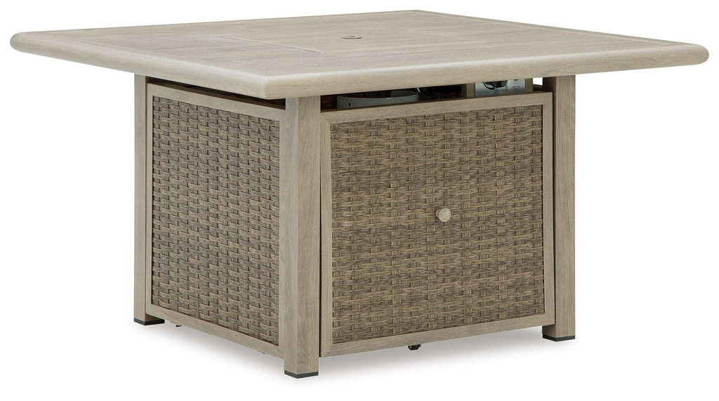 Cliff Trails - Square Fire Pit Table - Beige