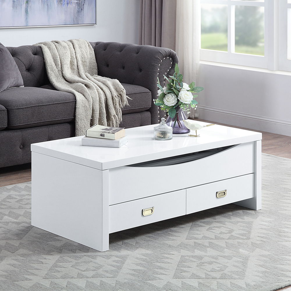 Ramiel - Coffee Table With Lift Top - High Gloss White