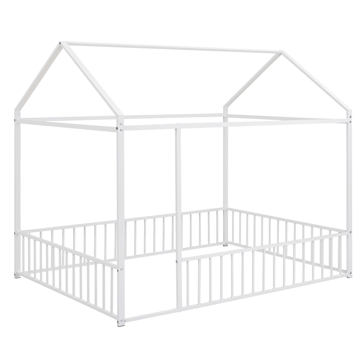 Metal Bed House Bed Frame With Fence