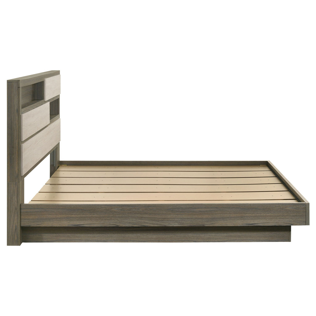Fenwick Eastern King Bed Bookcase Headboard Grey Oak