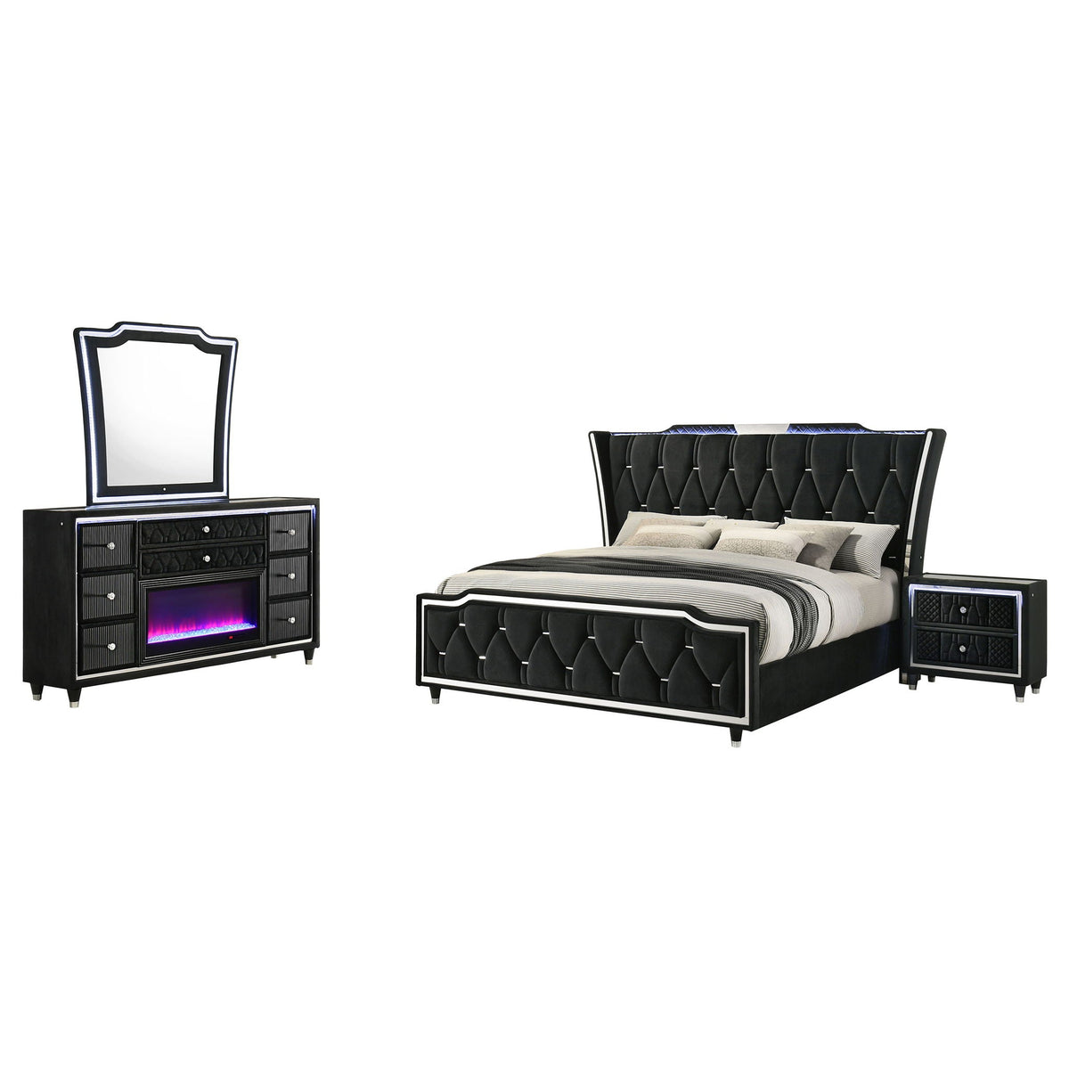 Lorient 4-piece Eastern King Bedroom Set Black