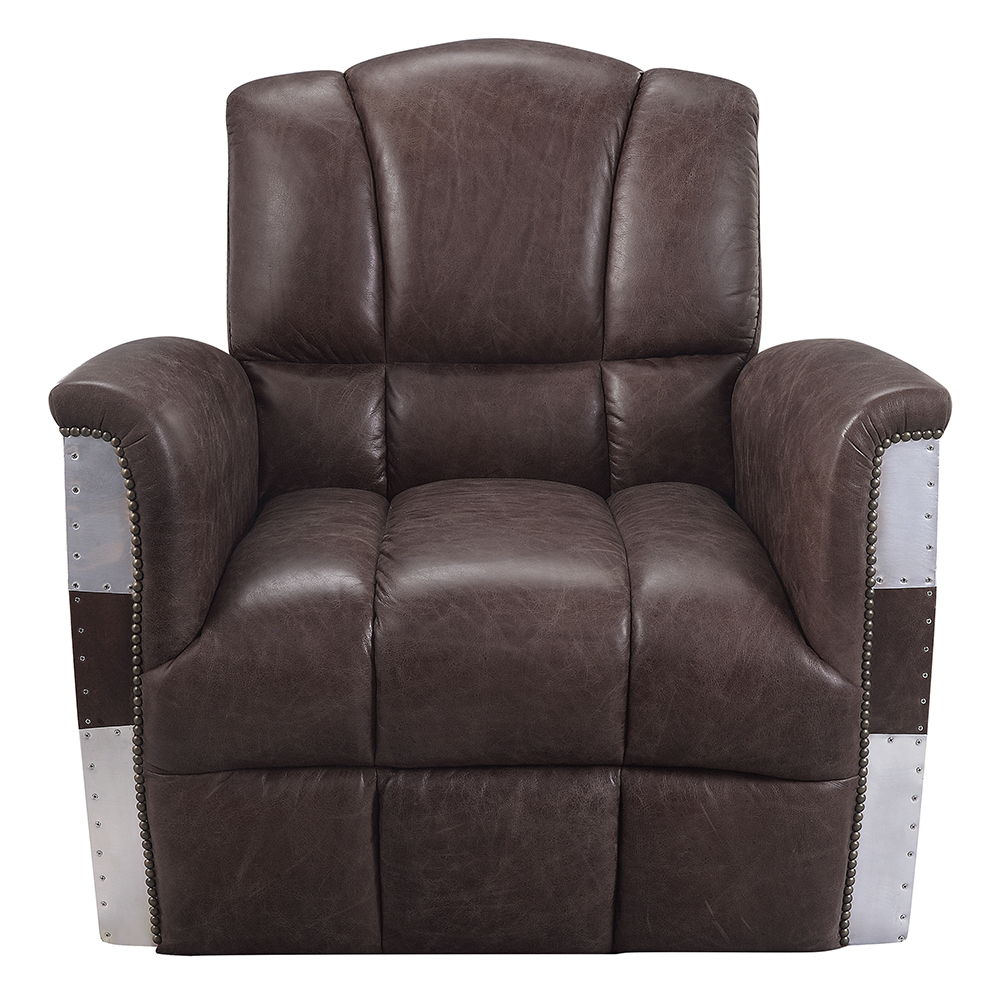 Brancaster - Accent Chair - Retro Brown Top Grain Leather & Aluminum