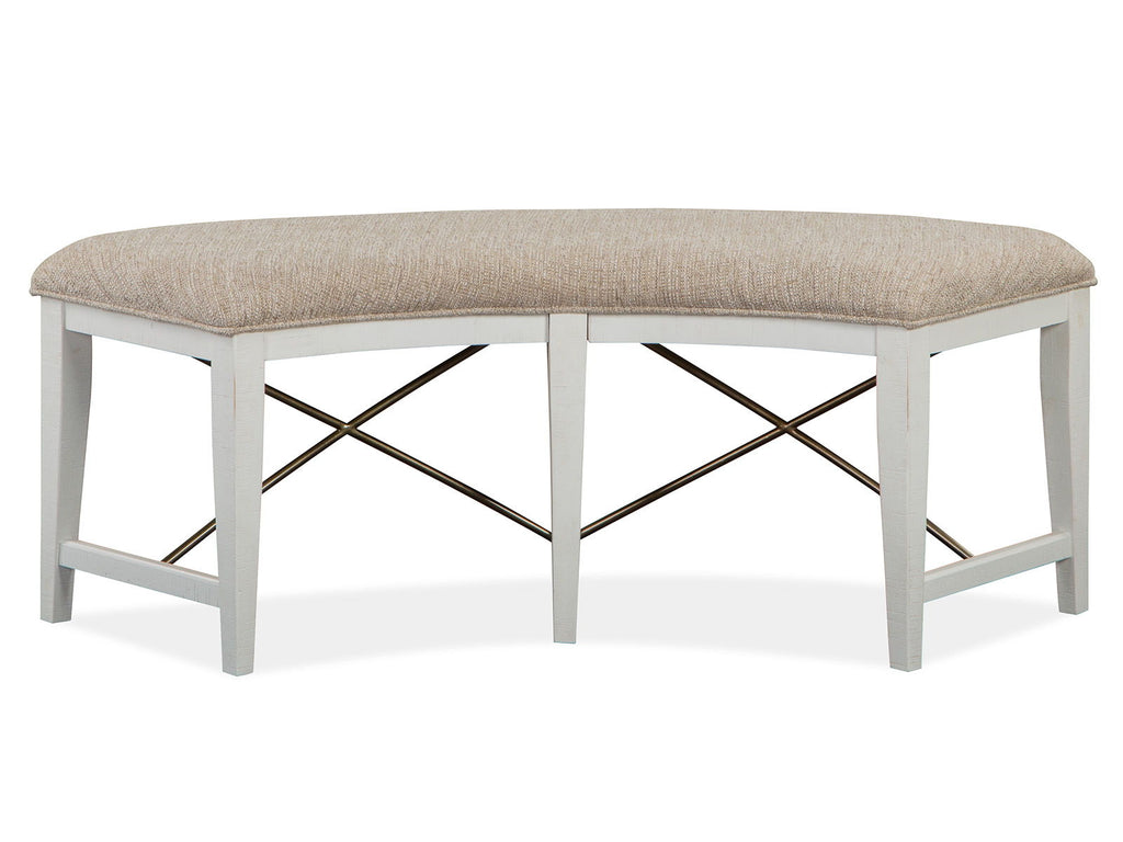 Heron Cove - Curved Bench With Upholstered Seat - Chalk White