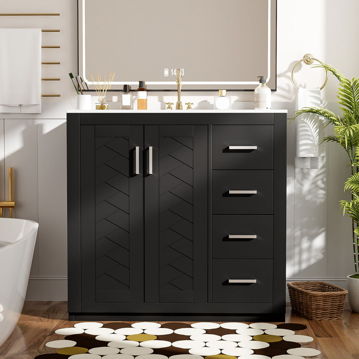 Bathroom Vanity With Sink Combo, Storage Cabinet, Freestanding Set With 3 Drawers & Soft Closing Doors