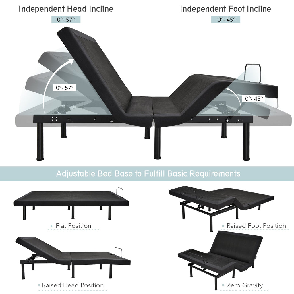 Adjustable Electric Bed Frame with Massage Remote Control