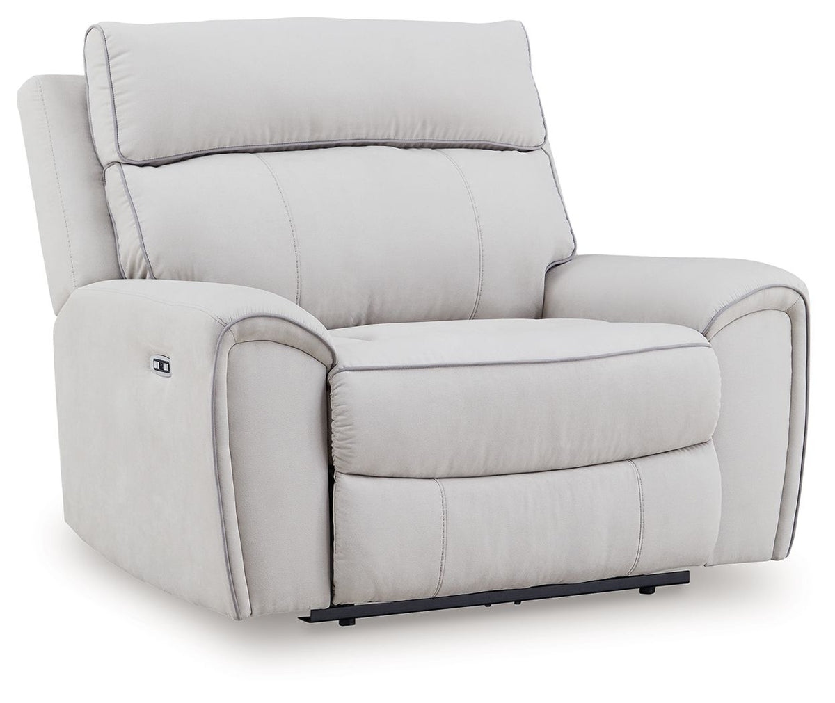 Social Pointe - Power Recliner / Adjustable Headrest - Pearl / Ash