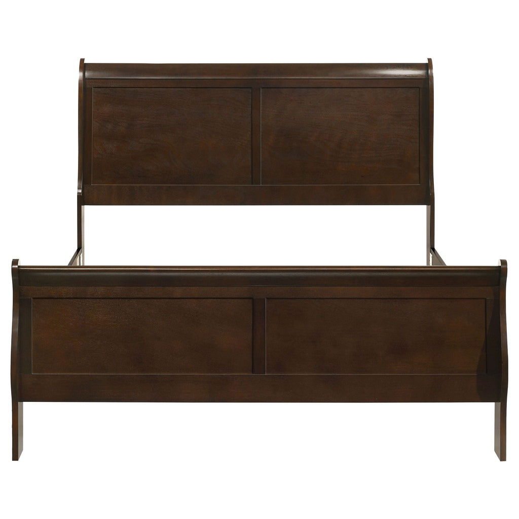 Louis Philippe Wood Queen Sleigh Bed Cappuccino