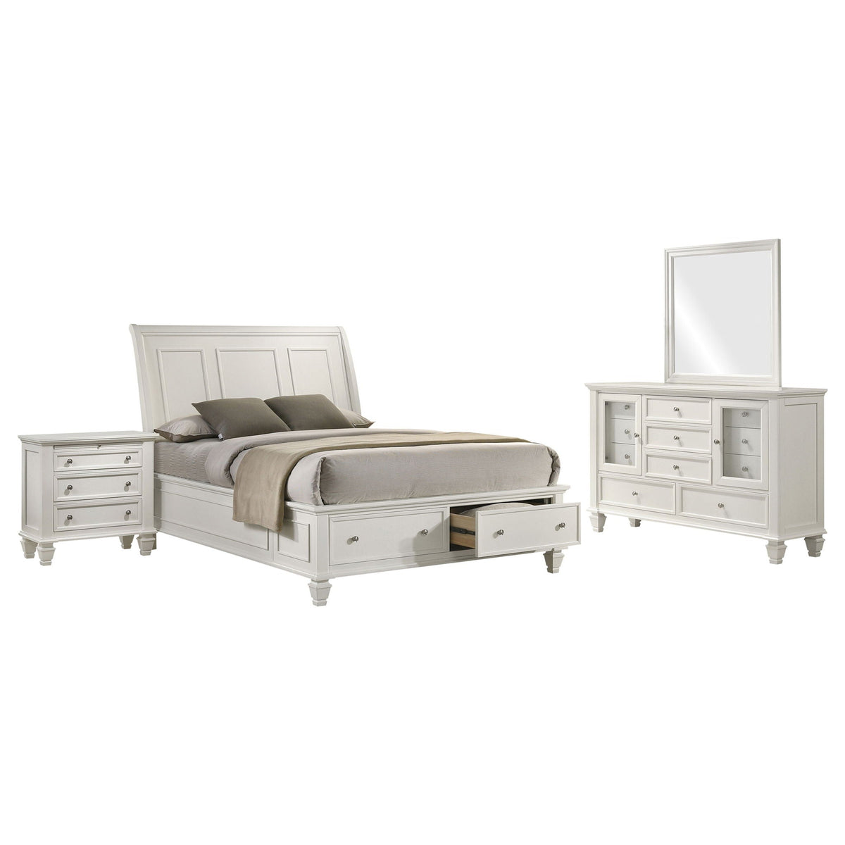 Sandy Beach 4-piece Queen Bedroom Set Cream White