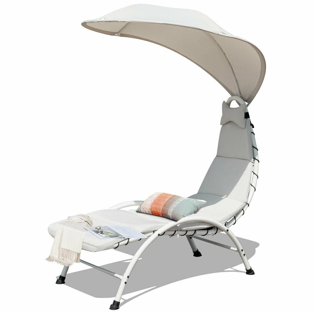 Patio Hanging Swing Hammock Chaise Lounger Chair with Canopy