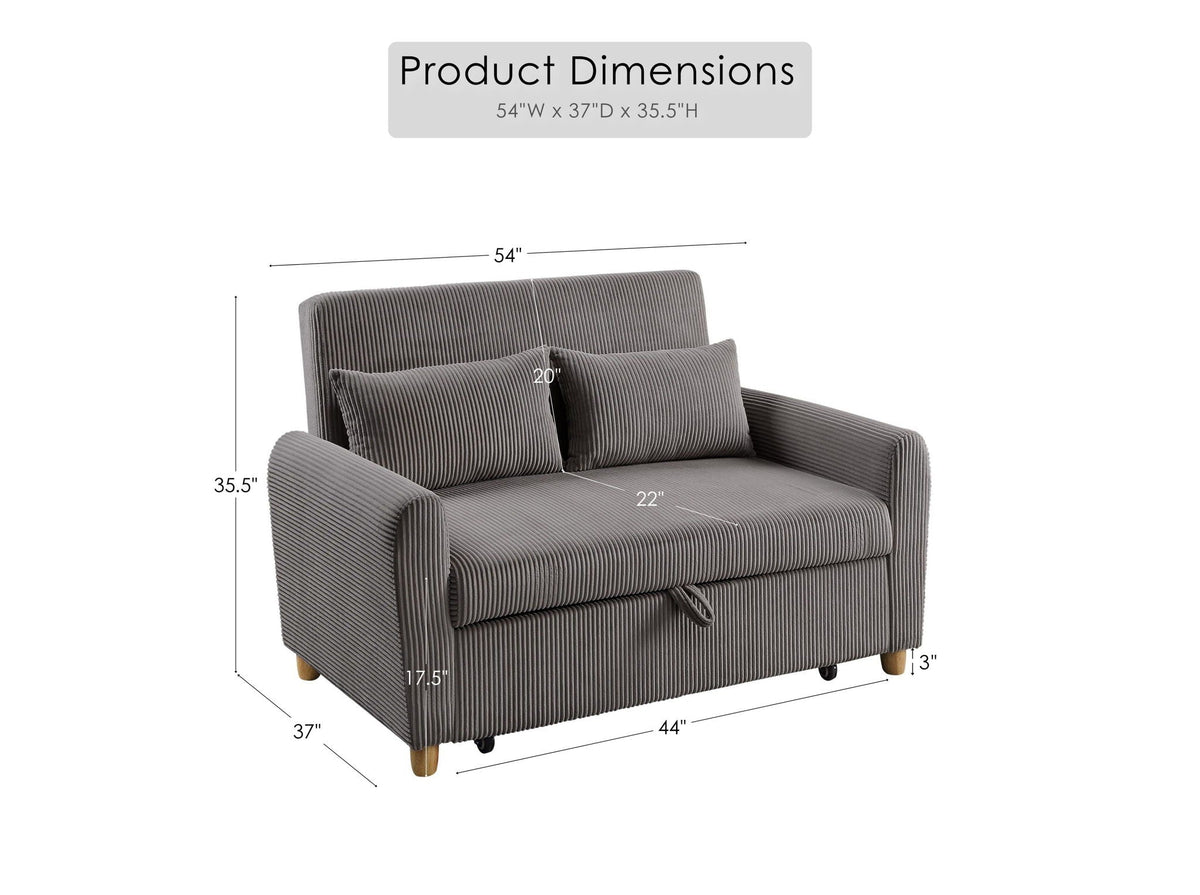 Justine - Convertible Sleeper Loveseat - Brown