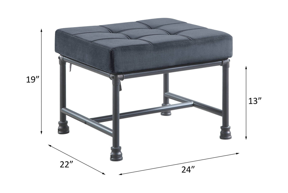 Brantley - Ottoman - Gray Velvet & Sandy Gray