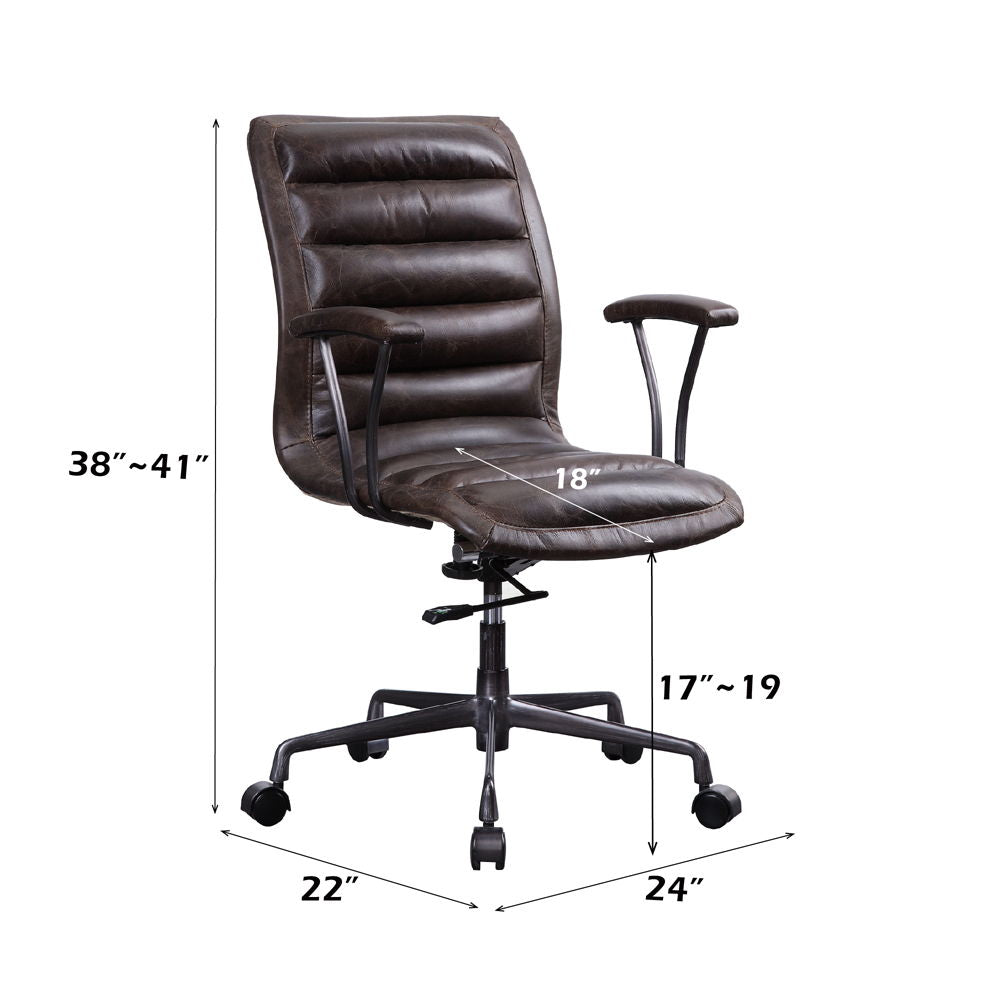 Zooey - Office Chair - Distress Chocolate Top Grain Leather