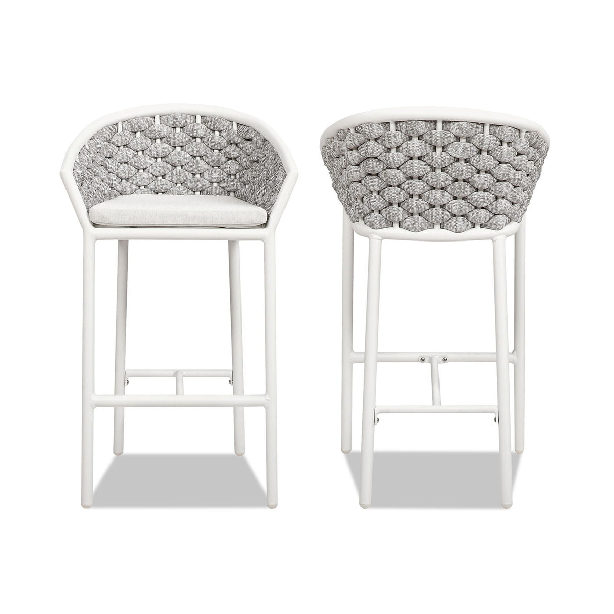 Rowan - Rope Barrel Low Back Patio Counter Stool (Set of 2) - White