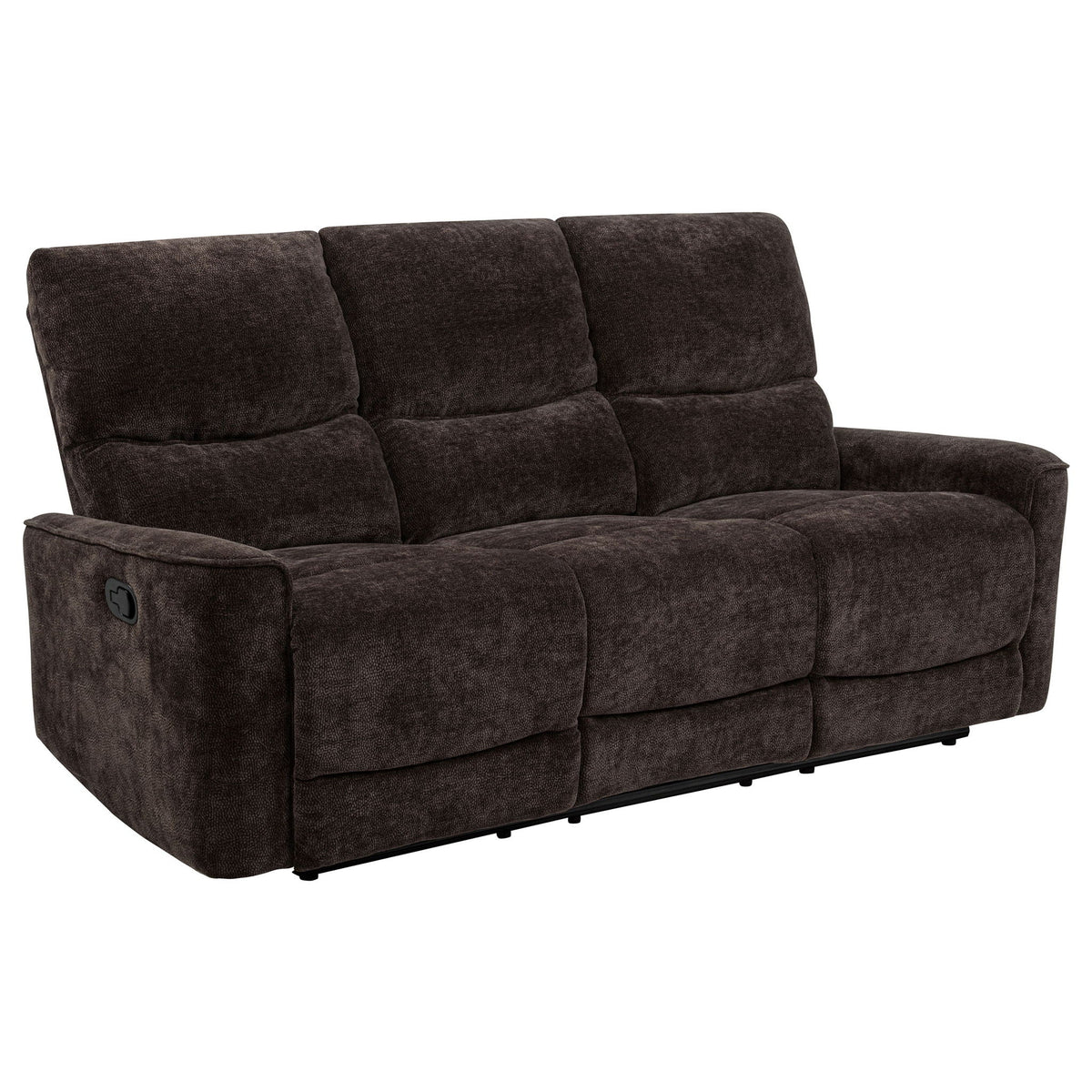 Navarro Chenille Upholstered Reclining Sofa Dark Brown