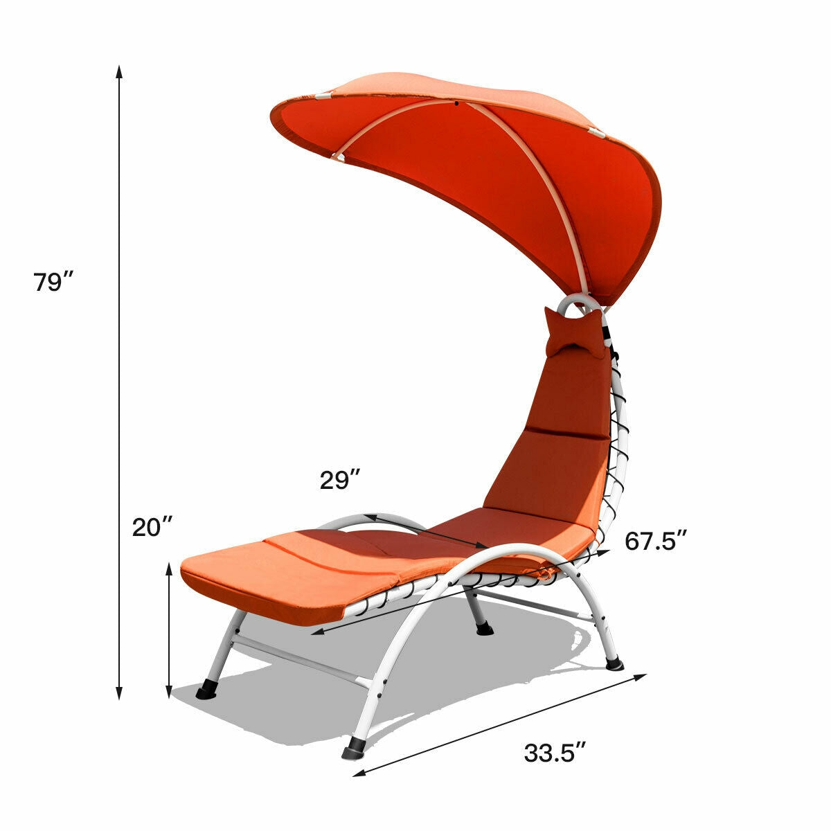Patio Hanging Swing Hammock Chaise Lounger Chair with Canopy