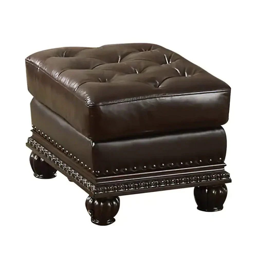 Anondale - Ottoman - Espresso Top Grain Leather Match & Cherry