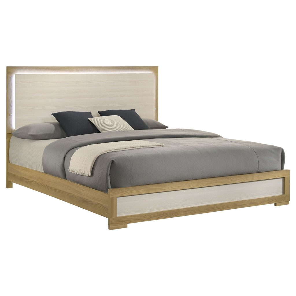 Hyland Eastern King Panel Bed LED Headboard Natural