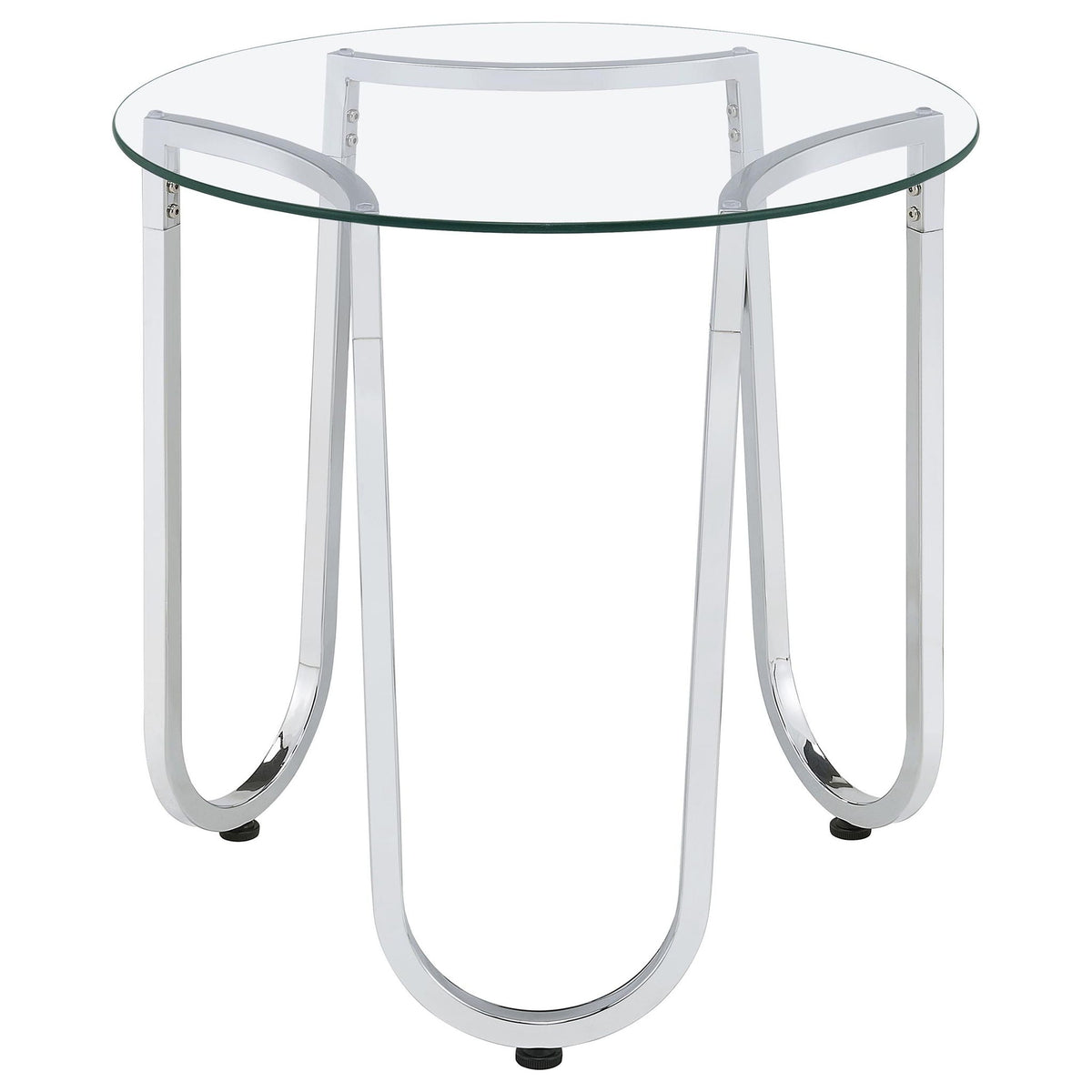 Beller 2-piece Round Tempered Glass Top Coffee Table Set Chrome