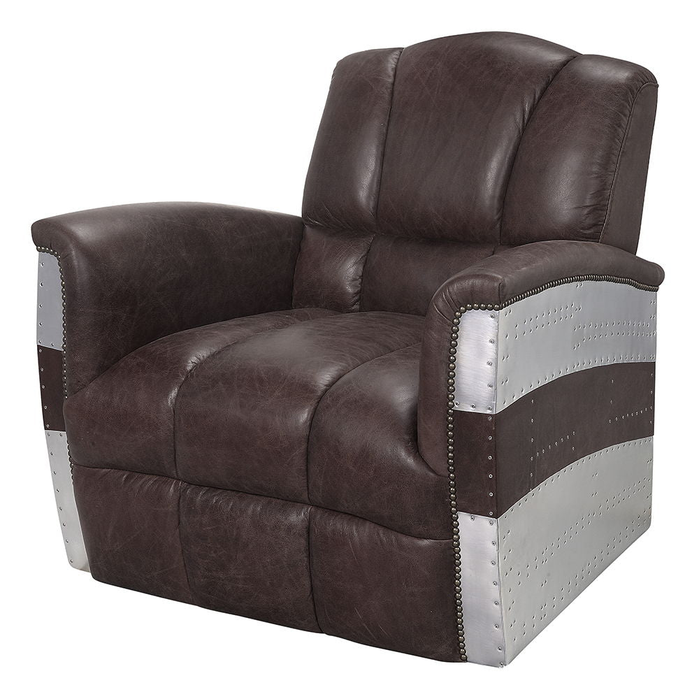 Brancaster - Accent Chair - Retro Brown Top Grain Leather & Aluminum