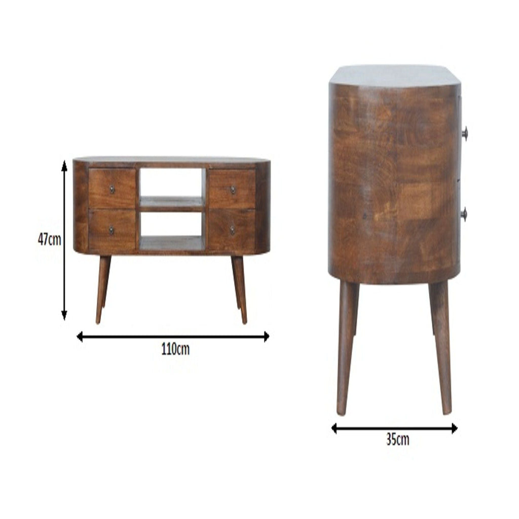 Solid Wood Rounded Entertainment Unit