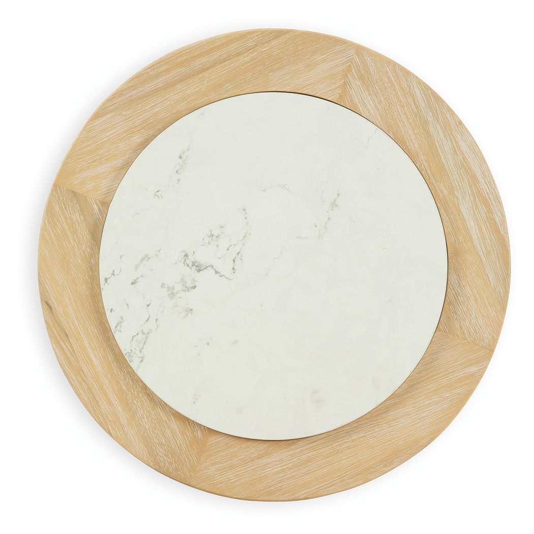 Camdill - Round End Table - Light Brown / White