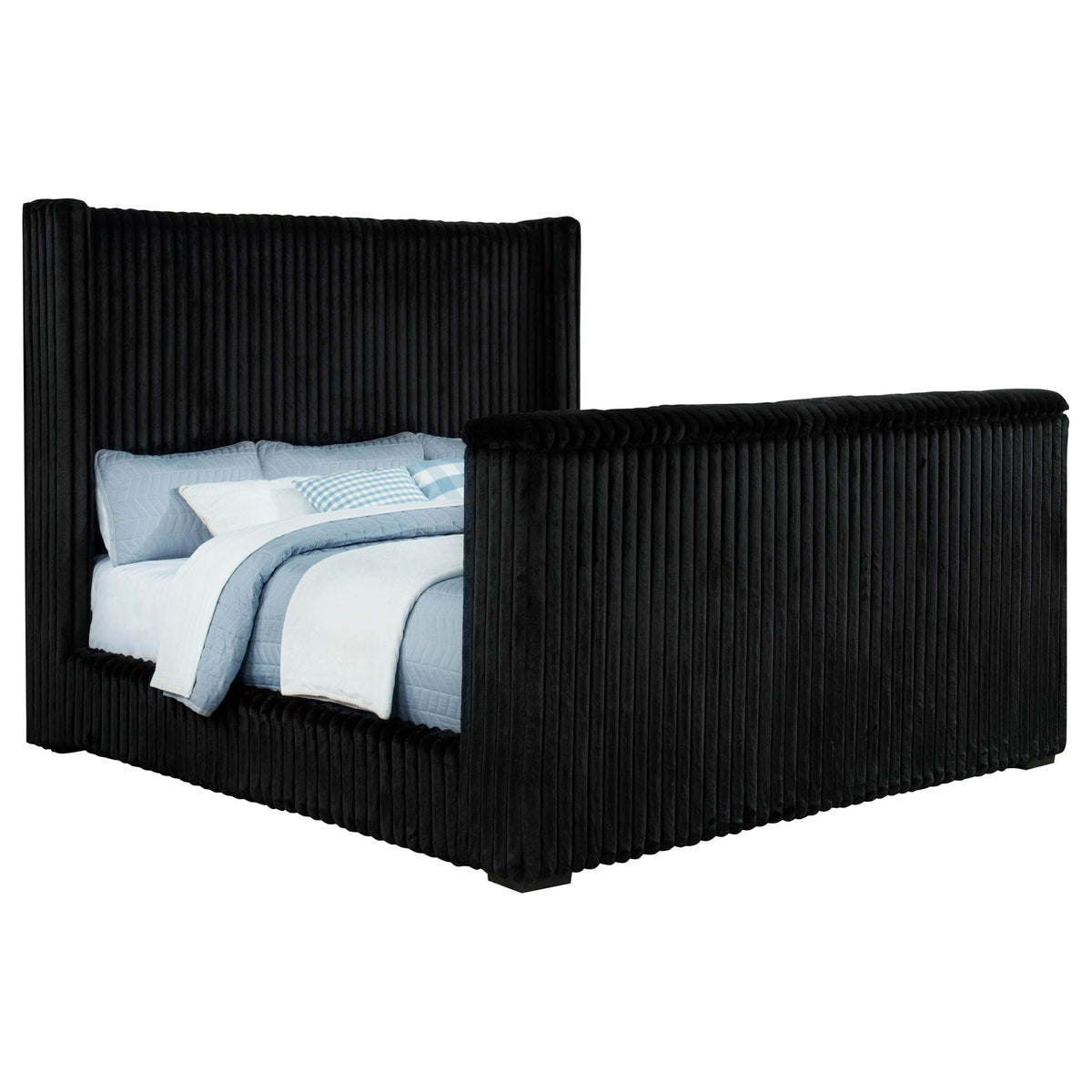 Centergrove Upholstered California King Wingback TV Bed Black