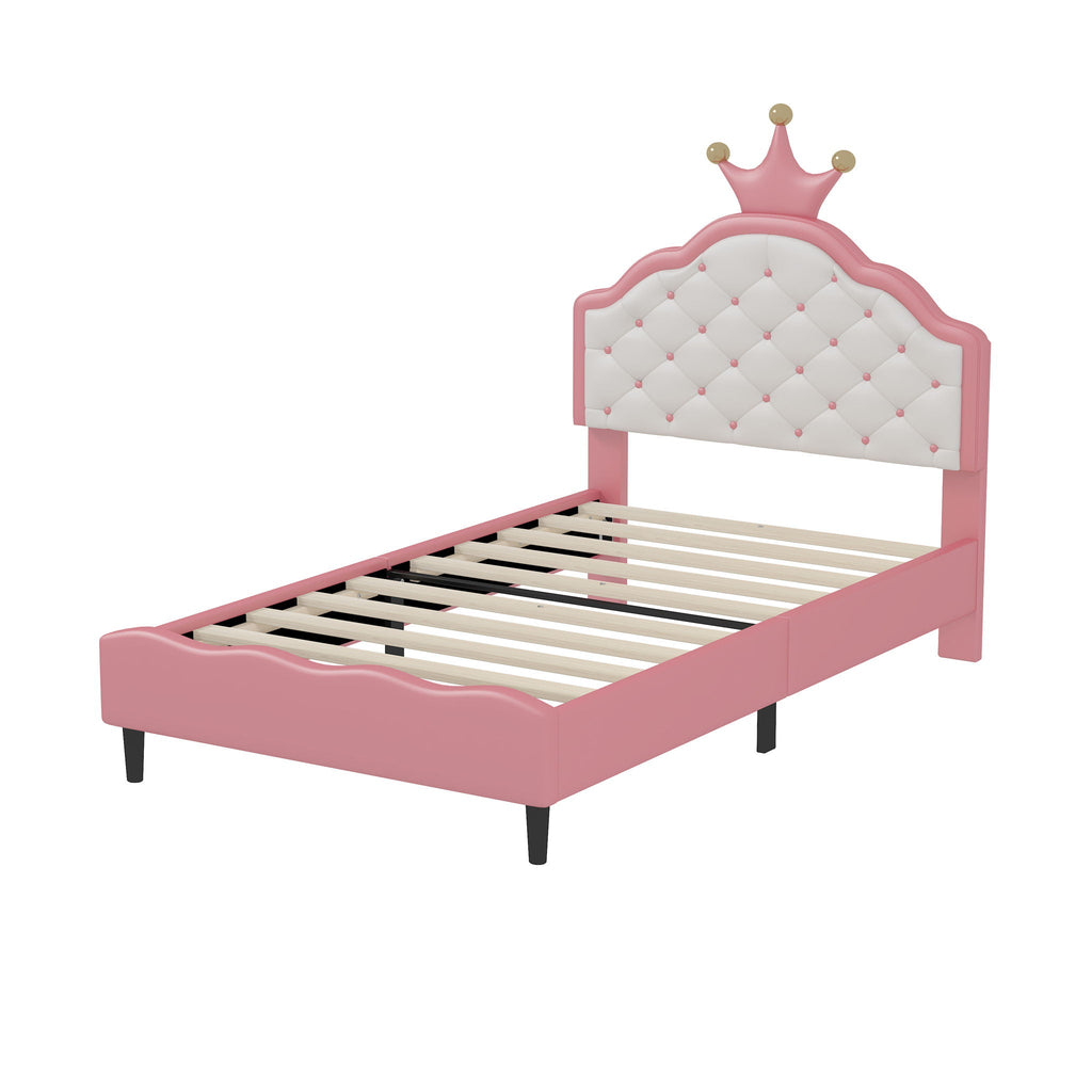 Lovely Crown Fantasy Princess Bed With Tufted Headboard