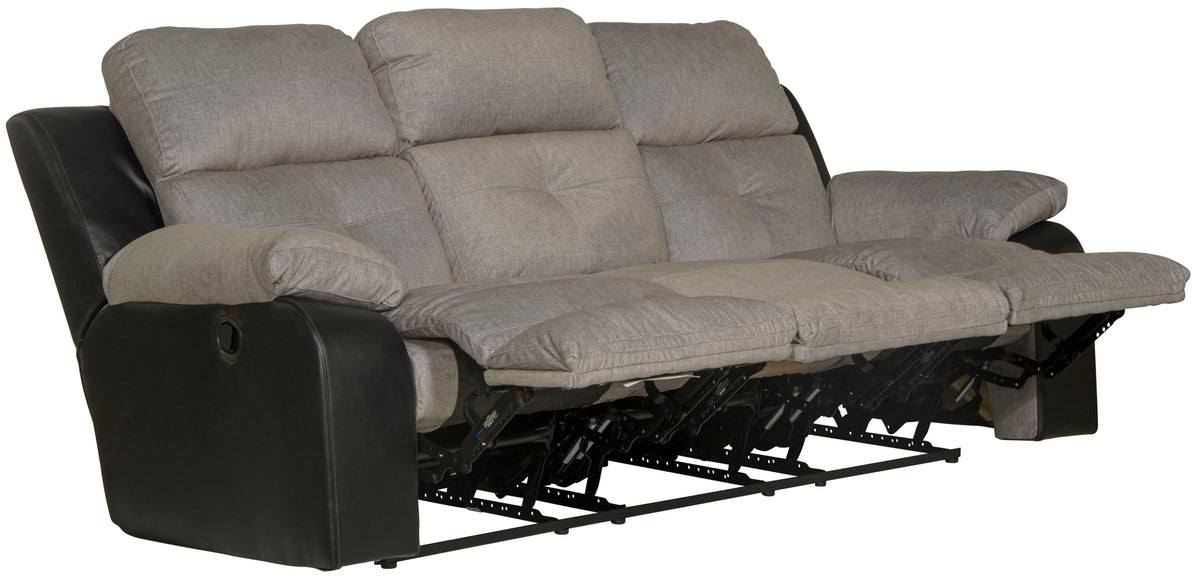 Felix - Sofa With 3 Recliners & Drop Down Table - Black / Granite