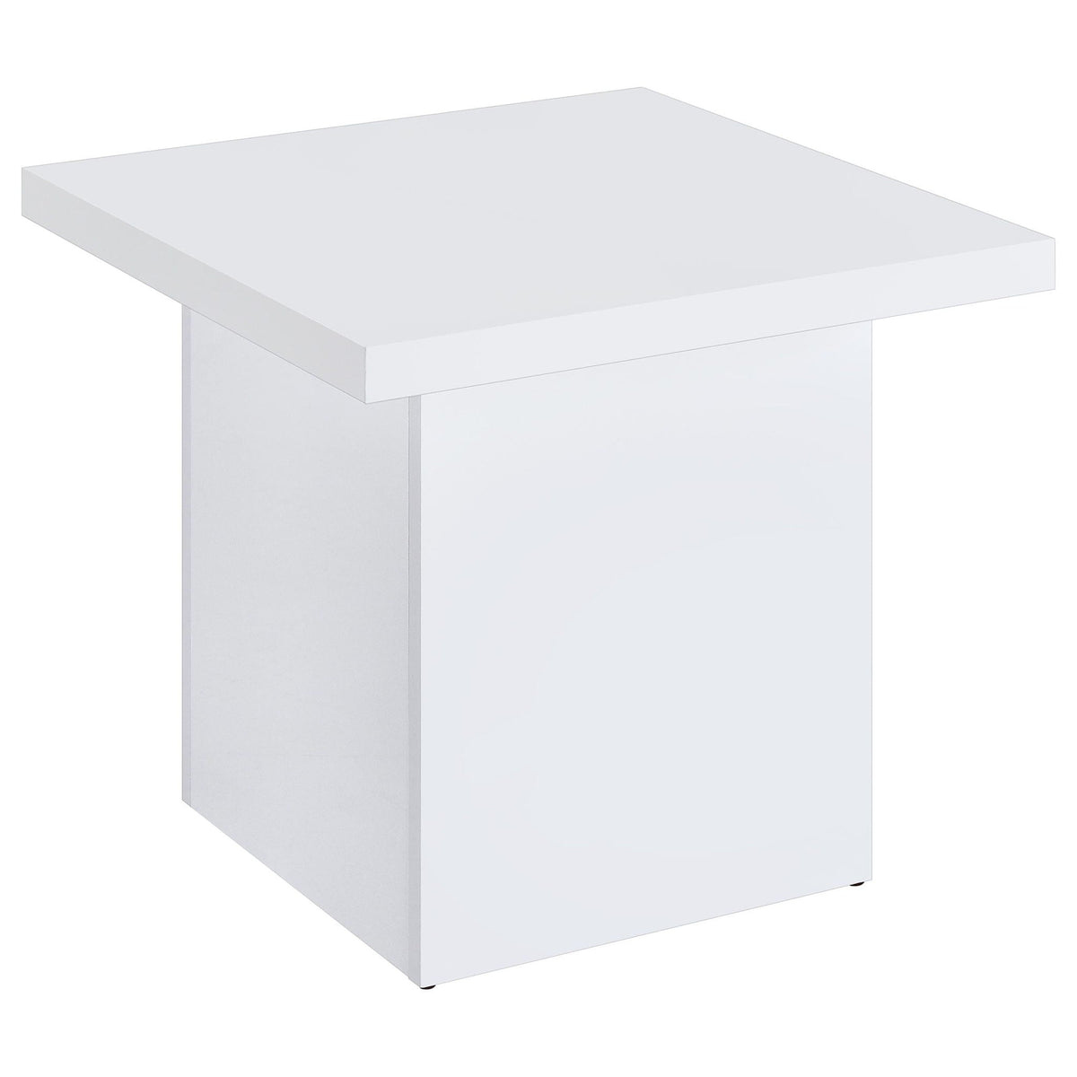 Devar Square Engineered Wood Side End Table White High Gloss