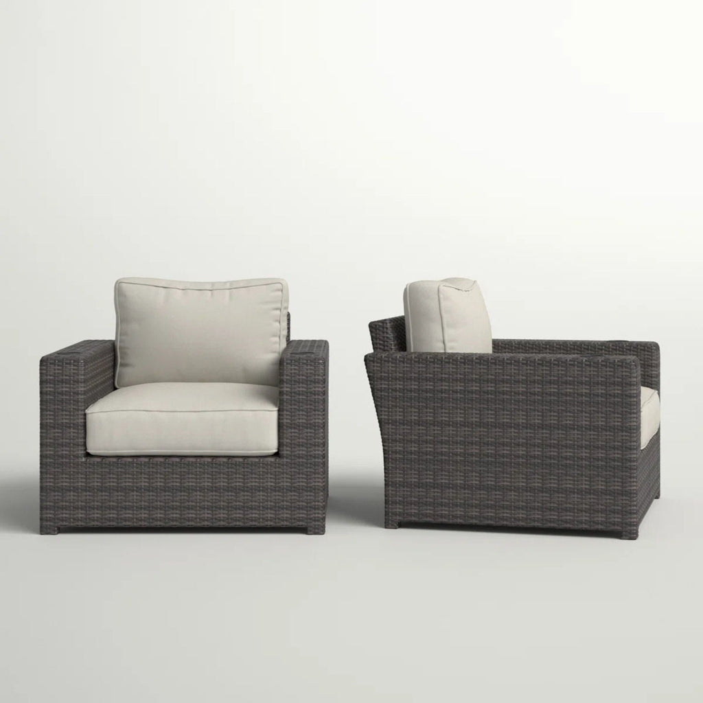 Outdoor Armchairs With Cushions (Set of 2) - Espresso / Gray