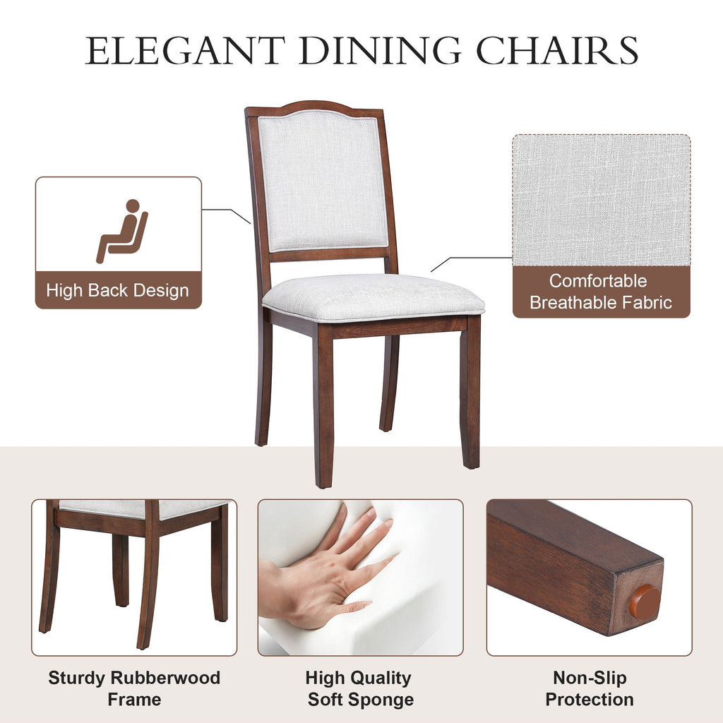 6 Piece Extendable Dining Table Set, Wood Table With Removable Leaf, 4 Upholstered Chairs And Bench - Cherry