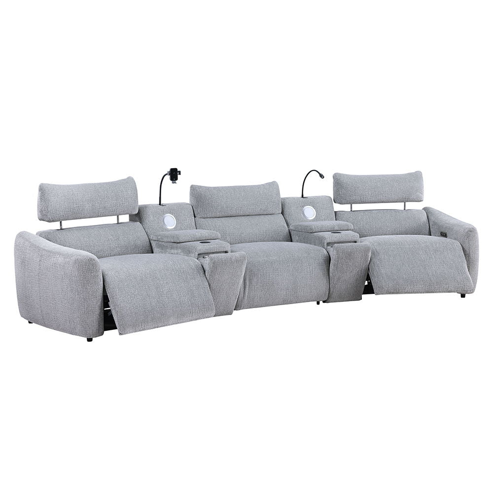 Fullar - RAF Modular Power Motion Recliner - Light Gray Chenille